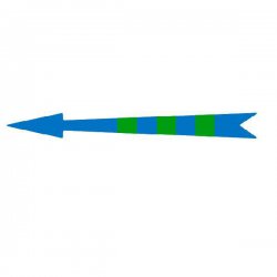 Xplo - Freccia di marcatura adesiva blu con caratteri verdi