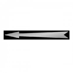 Xplo - freccia di marcatura argentata autoadesiva su supporto nero.